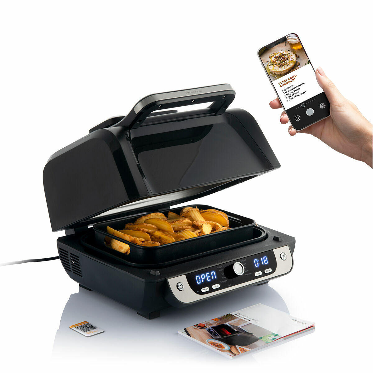 Freidora de Aire con Grill, Accesorios y Recetario Tecna Fryinn 12-in-1 6000 Negro Acero 3400 W 6 L